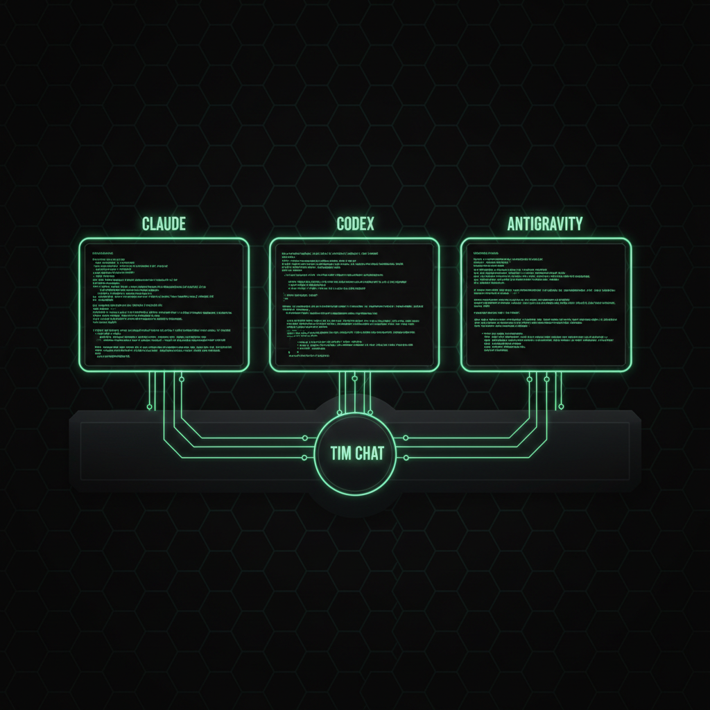 Newton v2 adds Antigravity as third CLI — Claude, Codex, Antigravity in one Tim Chat