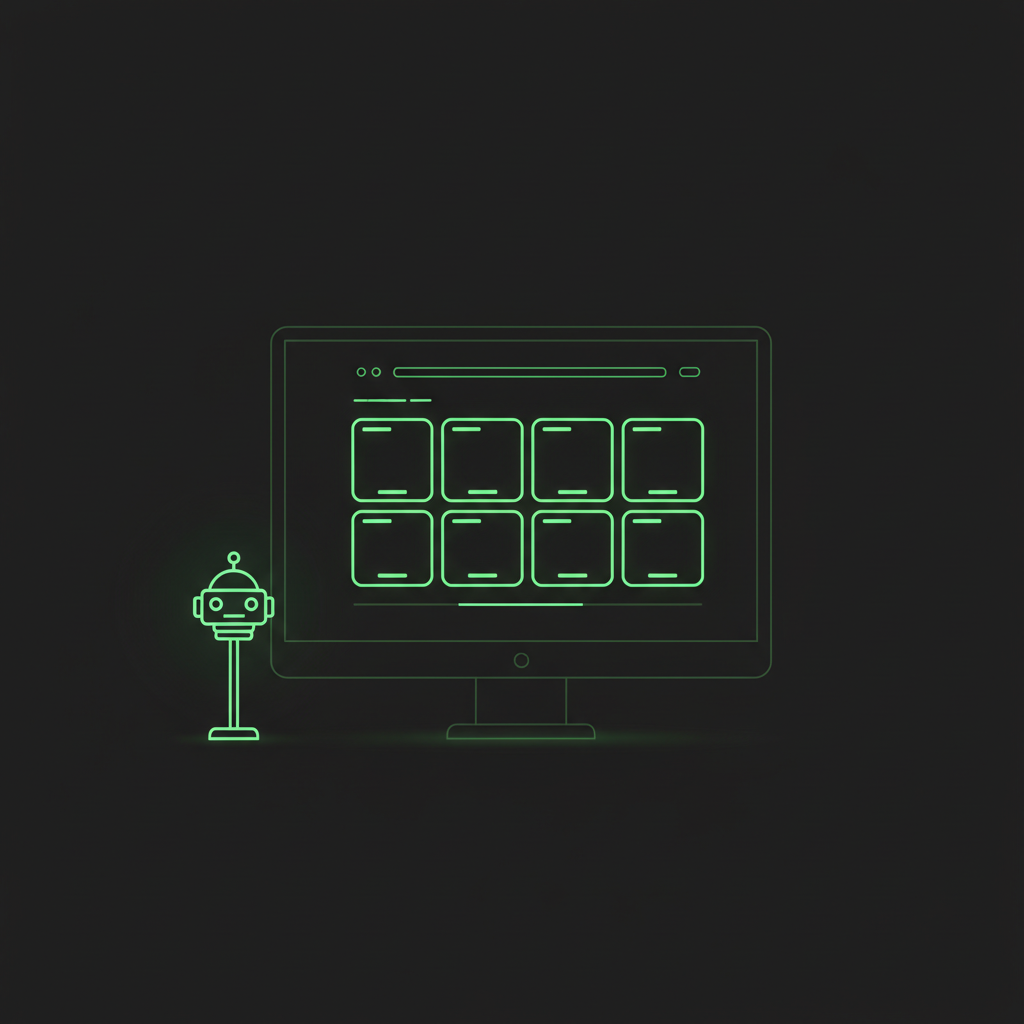 AI building a portfolio page on a dark screen with green accents